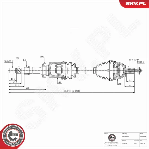 Antriebswelle Vorderachse rechts ESEN SKV 40SKV366 Bild Antriebswelle Vorderachse rechts ESEN SKV 40SKV366