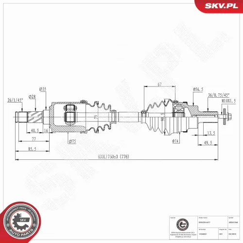 Antriebswelle Hinterachse links Hinterachse rechts ESEN SKV 40SKV368 Bild Antriebswelle Hinterachse links Hinterachse rechts ESEN SKV 40SKV368