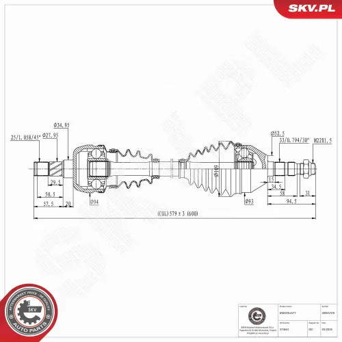 Antriebswelle Vorderachse links ESEN SKV 40SKV370 Bild Antriebswelle Vorderachse links ESEN SKV 40SKV370