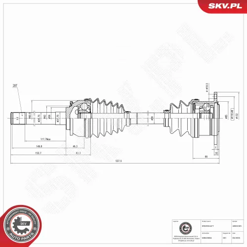 Antriebswelle Vorderachse rechts ESEN SKV 40SKV381 Bild Antriebswelle Vorderachse rechts ESEN SKV 40SKV381