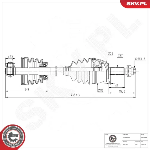 Antriebswelle Vorderachse rechts ESEN SKV 40SKV383 Bild Antriebswelle Vorderachse rechts ESEN SKV 40SKV383
