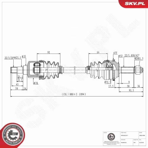 Antriebswelle Vorderachse rechts ESEN SKV 40SKV388 Bild Antriebswelle Vorderachse rechts ESEN SKV 40SKV388