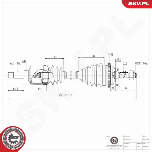 Antriebswelle Vorderachse links ESEN SKV 40SKV392 Bild Antriebswelle Vorderachse links ESEN SKV 40SKV392