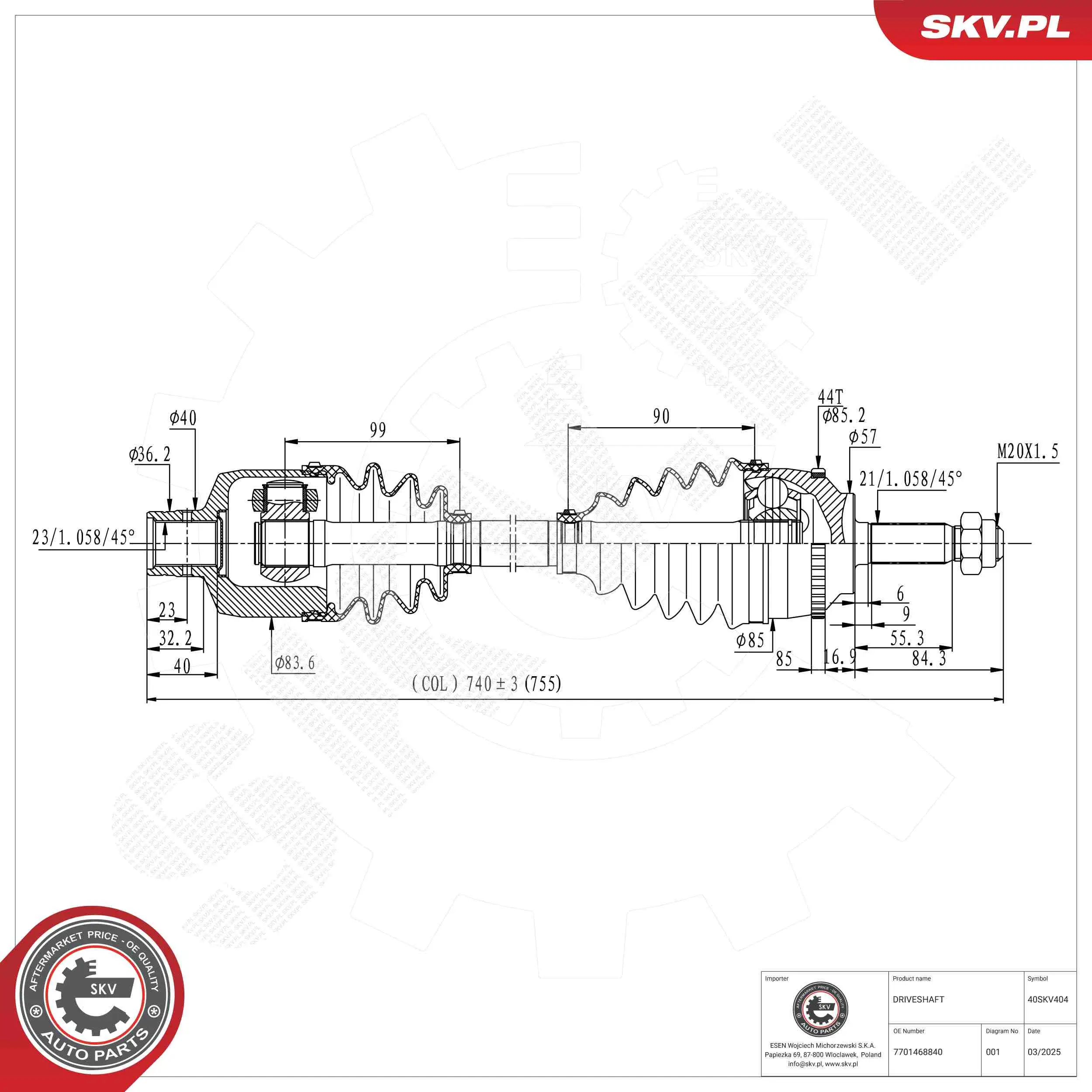 Antriebswelle ESEN SKV 40SKV404
