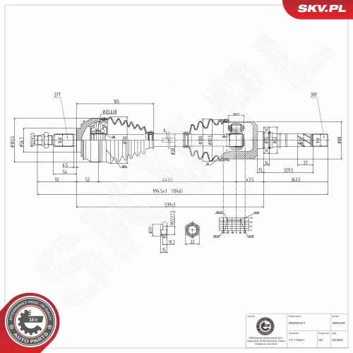 Antriebswelle Vorderachse rechts ESEN SKV 40SKV407 Bild Antriebswelle Vorderachse rechts ESEN SKV 40SKV407