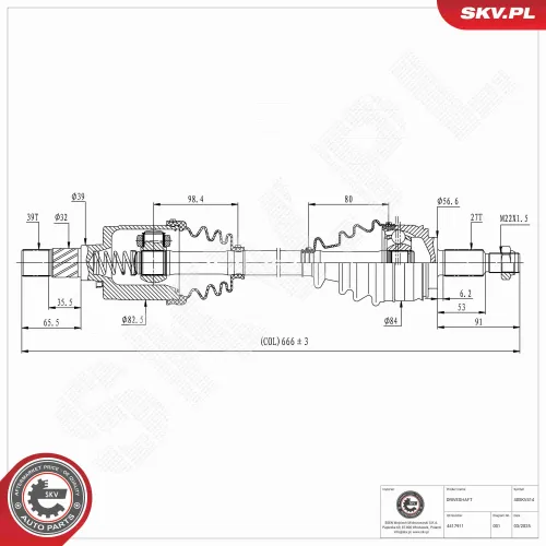 Antriebswelle Vorderachse links ESEN SKV 40SKV414 Bild Antriebswelle Vorderachse links ESEN SKV 40SKV414