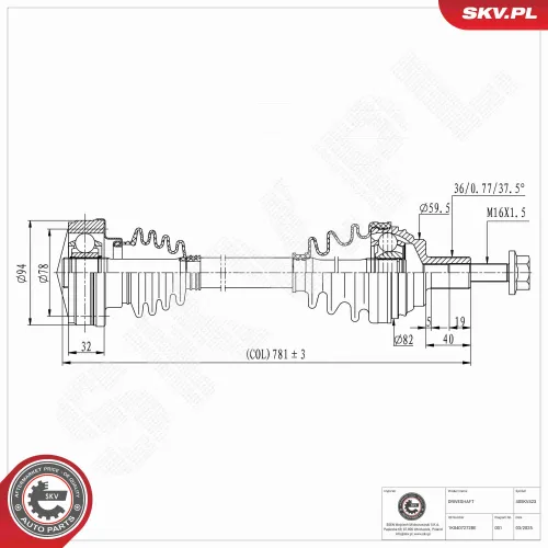 Antriebswelle Vorderachse rechts ESEN SKV 40SKV423 Bild Antriebswelle Vorderachse rechts ESEN SKV 40SKV423