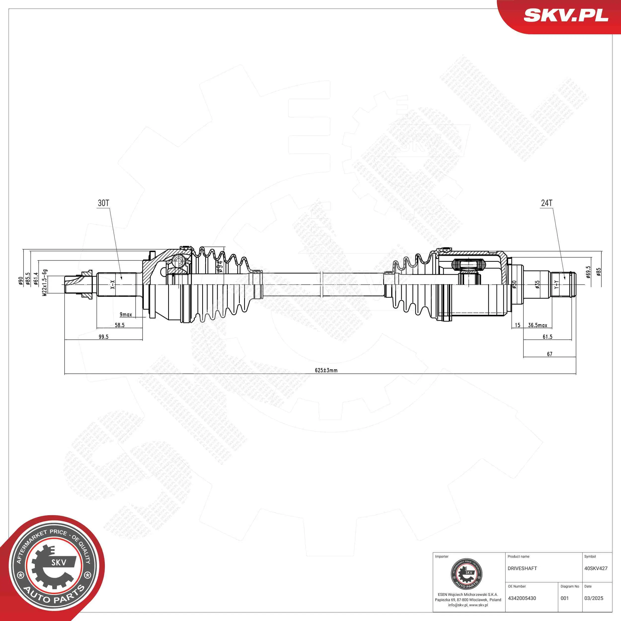 Antriebswelle Vorderachse links ESEN SKV 40SKV427