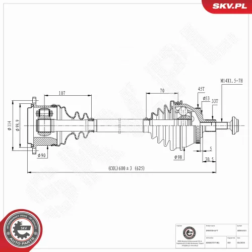 Antriebswelle Vorderachse links ESEN SKV 40SKV431 Bild Antriebswelle Vorderachse links ESEN SKV 40SKV431
