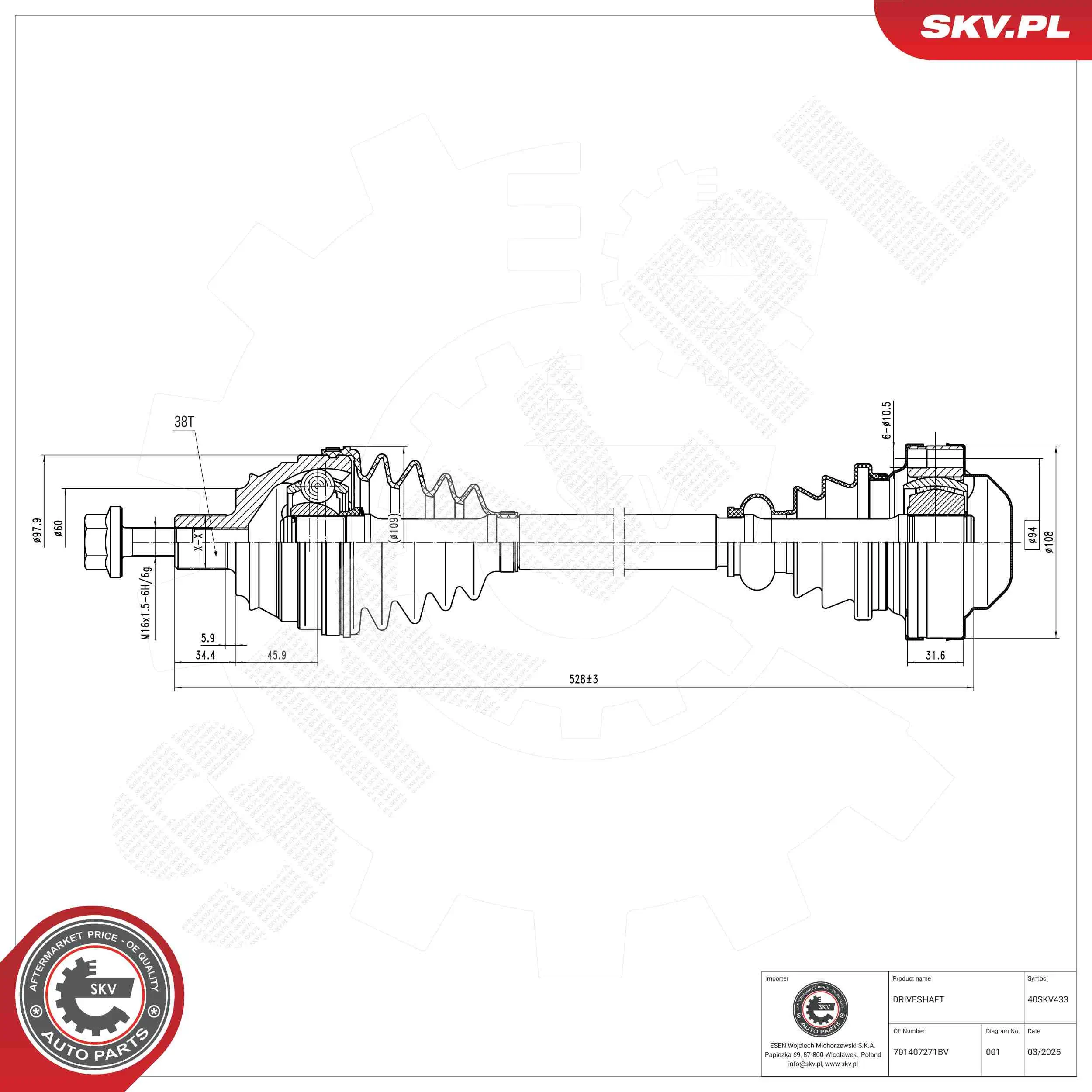 Antriebswelle ESEN SKV 40SKV433