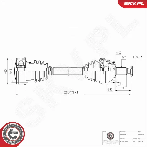 Antriebswelle Vorderachse rechts ESEN SKV 40SKV441 Bild Antriebswelle Vorderachse rechts ESEN SKV 40SKV441