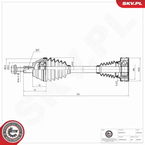 Antriebswelle Vorderachse links ESEN SKV 40SKV442 Bild Antriebswelle Vorderachse links ESEN SKV 40SKV442