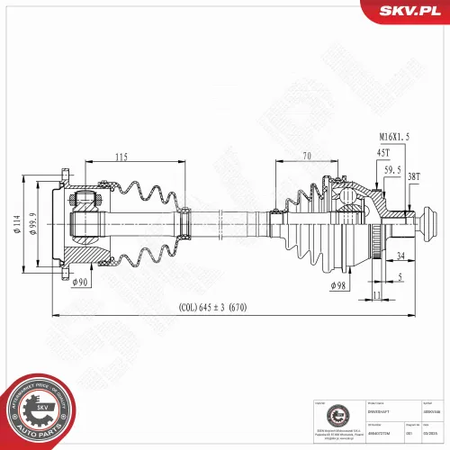Antriebswelle Vorderachse rechts ESEN SKV 40SKV446 Bild Antriebswelle Vorderachse rechts ESEN SKV 40SKV446