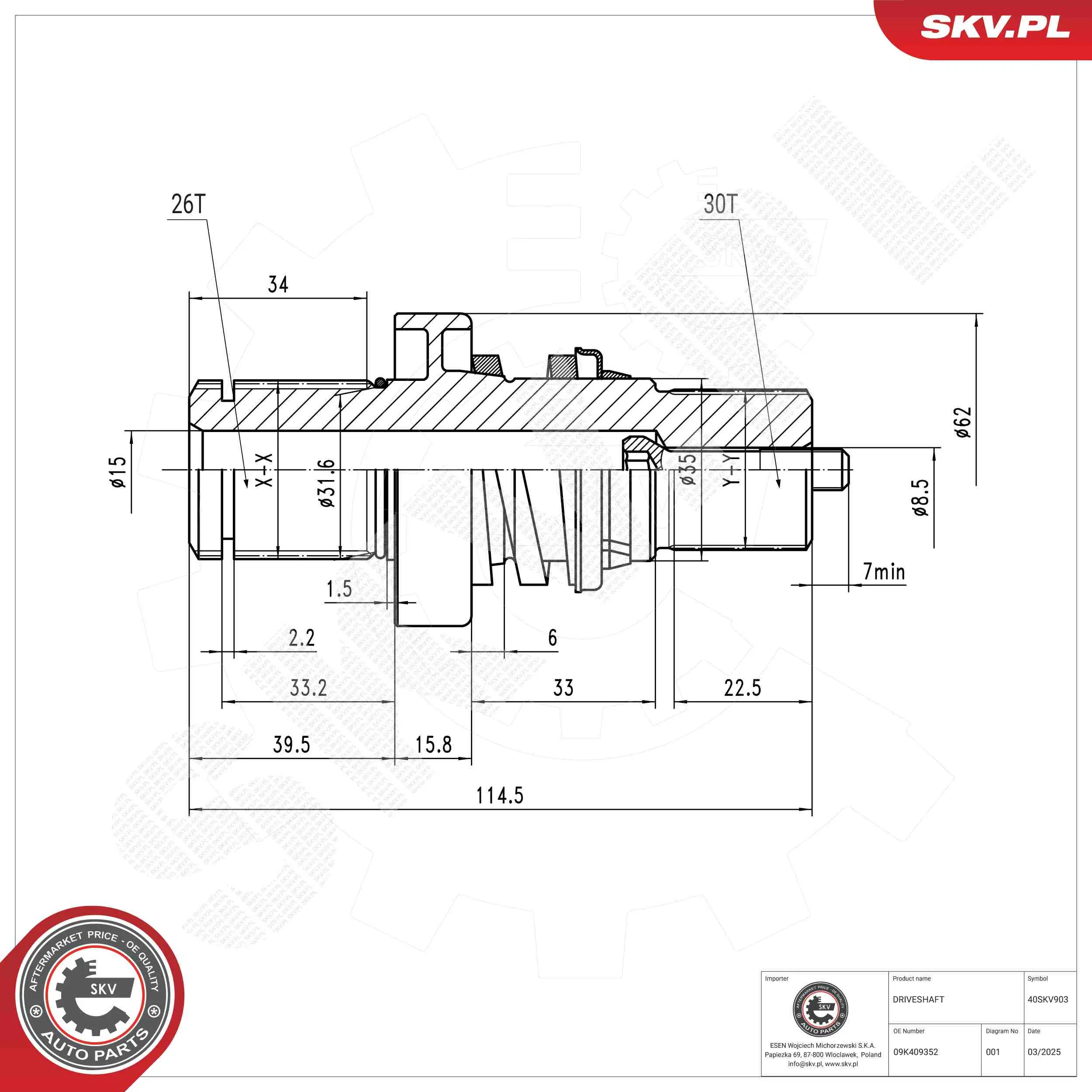 Steckwelle, Differential ESEN SKV 40SKV903