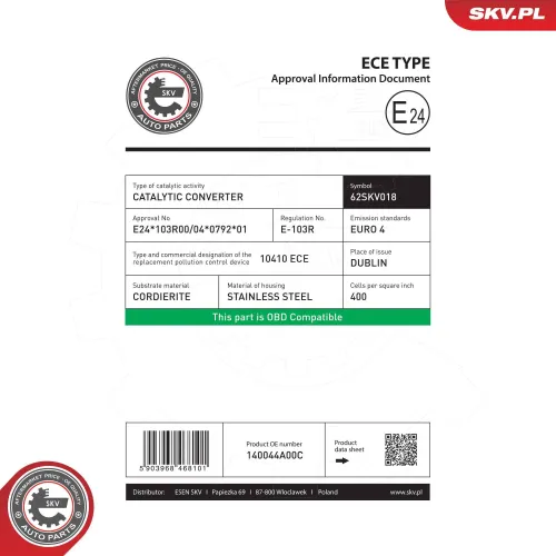 Katalysator vorne ESEN SKV 62SKV018 Bild Katalysator vorne ESEN SKV 62SKV018