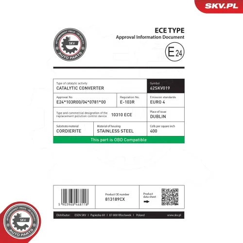 Katalysator, Universal vorne ESEN SKV 62SKV019 Bild Katalysator, Universal vorne ESEN SKV 62SKV019