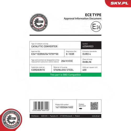 Katalysator vorne ESEN SKV 62SKV023 Bild Katalysator vorne ESEN SKV 62SKV023