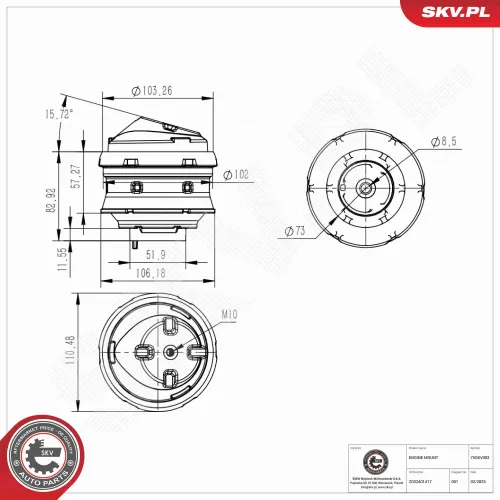 Lagerung, Motor vorne ESEN SKV 75SKV002 Bild Lagerung, Motor vorne ESEN SKV 75SKV002