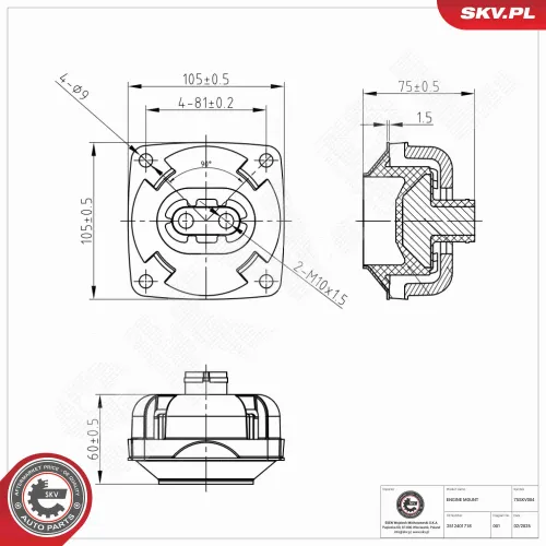 Lagerung, Motor hinten ESEN SKV 75SKV004 Bild Lagerung, Motor hinten ESEN SKV 75SKV004
