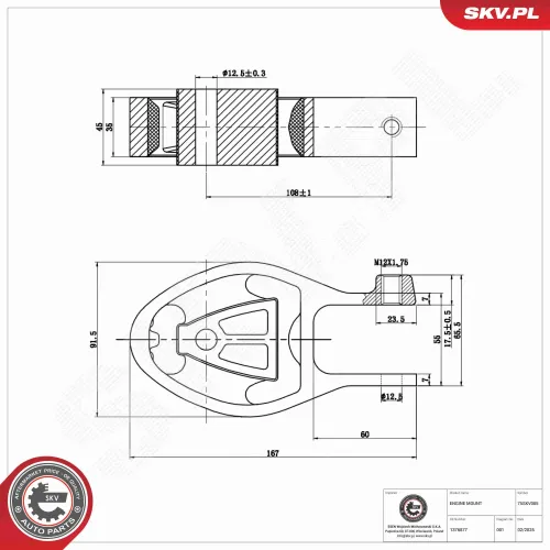 Lagerung, Motor hinten unten ESEN SKV 75SKV005 Bild Lagerung, Motor hinten unten ESEN SKV 75SKV005
