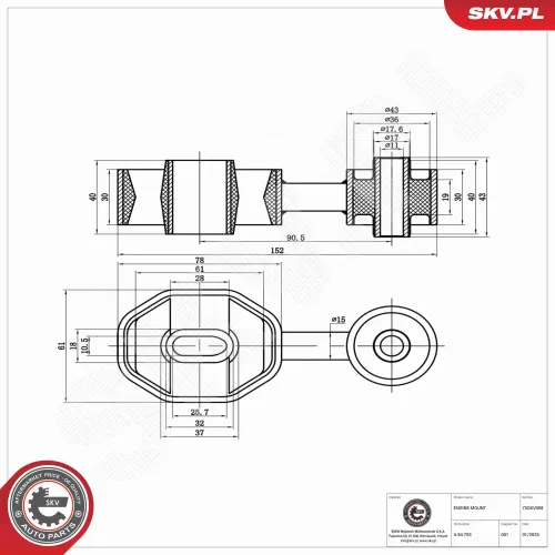 Lagerung, Motor hinten ESEN SKV 75SKV008 Bild Lagerung, Motor hinten ESEN SKV 75SKV008
