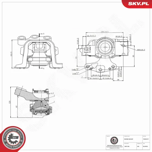 Lagerung, Motor rechts ESEN SKV 75SKV017 Bild Lagerung, Motor rechts ESEN SKV 75SKV017