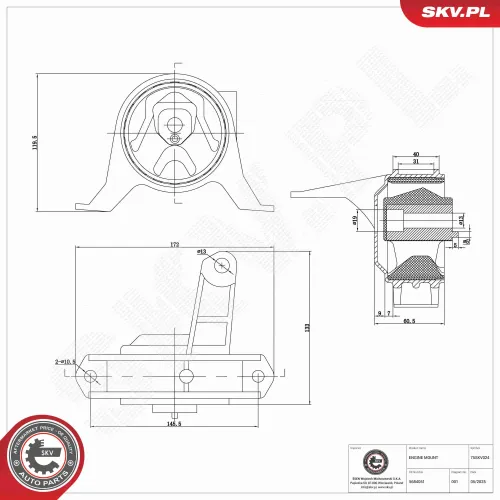 Lagerung, Motor vorne rechts ESEN SKV 75SKV024 Bild Lagerung, Motor vorne rechts ESEN SKV 75SKV024