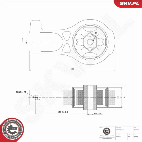 Lagerung, Motor hinten ESEN SKV 75SKV027 Bild Lagerung, Motor hinten ESEN SKV 75SKV027