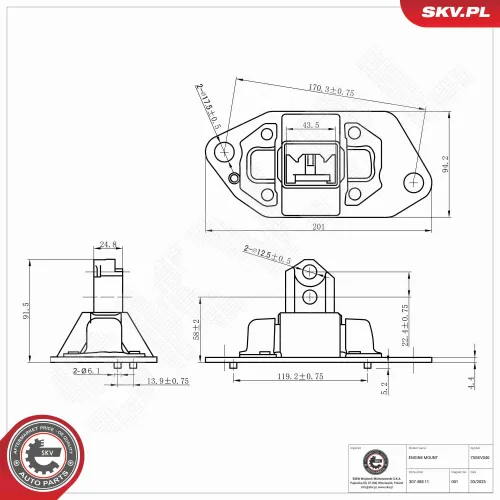 Lagerung, Motor rechts ESEN SKV 75SKV040 Bild Lagerung, Motor rechts ESEN SKV 75SKV040