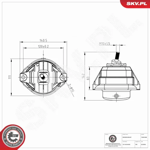 Lagerung, Motor rechts ESEN SKV 75SKV048 Bild Lagerung, Motor rechts ESEN SKV 75SKV048