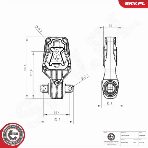 Lagerung, Motor hinten ESEN SKV 75SKV049 Bild Lagerung, Motor hinten ESEN SKV 75SKV049