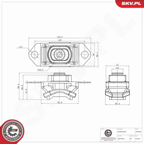 Lagerung, Motor links ESEN SKV 75SKV065 Bild Lagerung, Motor links ESEN SKV 75SKV065