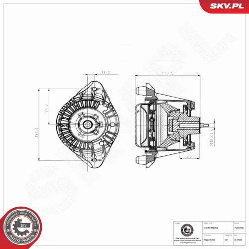 Lagerung, Motor vorne rechts ESEN SKV 75SKV066 Bild Lagerung, Motor vorne rechts ESEN SKV 75SKV066