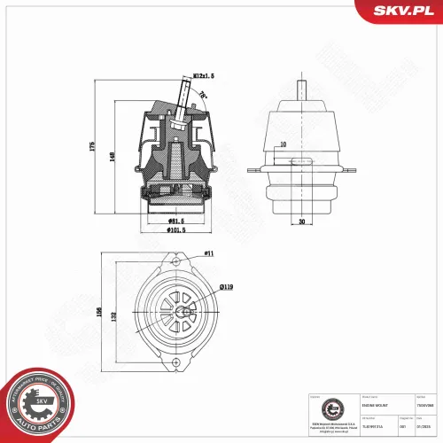 Lagerung, Motor rechts links ESEN SKV 75SKV068 Bild Lagerung, Motor rechts links ESEN SKV 75SKV068