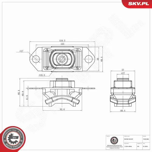 Lagerung, Motor links ESEN SKV 75SKV080 Bild Lagerung, Motor links ESEN SKV 75SKV080