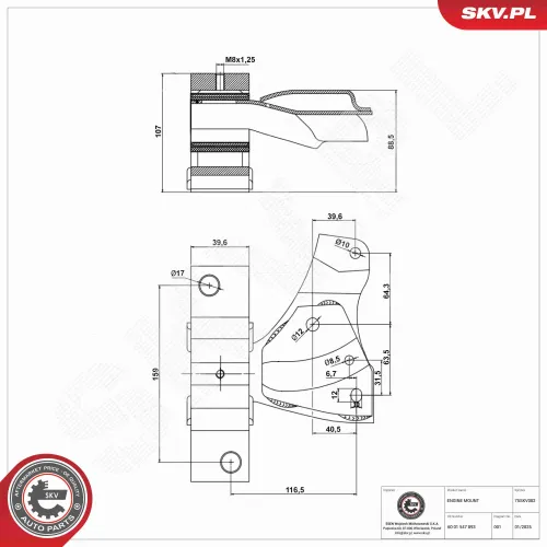 Lagerung, Motor rechts ESEN SKV 75SKV082 Bild Lagerung, Motor rechts ESEN SKV 75SKV082