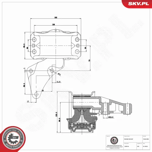 Lagerung, Motor rechts ESEN SKV 75SKV085 Bild Lagerung, Motor rechts ESEN SKV 75SKV085