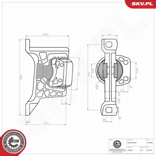 Lagerung, Motor rechts ESEN SKV 75SKV088 Bild Lagerung, Motor rechts ESEN SKV 75SKV088