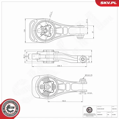 Lagerung, Motor hinten ESEN SKV 75SKV105 Bild Lagerung, Motor hinten ESEN SKV 75SKV105
