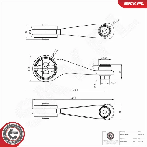 Lagerung, Motor hinten ESEN SKV 75SKV107 Bild Lagerung, Motor hinten ESEN SKV 75SKV107