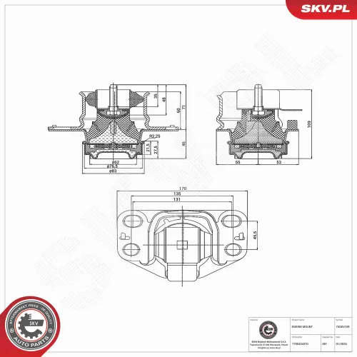 Lagerung, Motor rechts ESEN SKV 75SKV109 Bild Lagerung, Motor rechts ESEN SKV 75SKV109