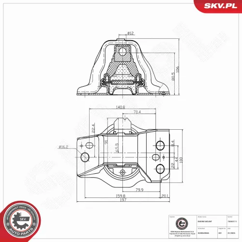 Lagerung, Motor rechts ESEN SKV 75SKV111 Bild Lagerung, Motor rechts ESEN SKV 75SKV111