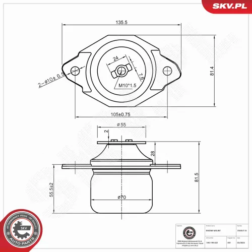 Lagerung, Motor hinten links ESEN SKV 75SKV115 Bild Lagerung, Motor hinten links ESEN SKV 75SKV115