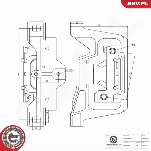 Lagerung, Motor rechts ESEN SKV 75SKV121 Bild Lagerung, Motor rechts ESEN SKV 75SKV121