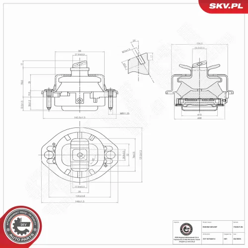 Lagerung, Motor rechts ESEN SKV 75SKV126 Bild Lagerung, Motor rechts ESEN SKV 75SKV126