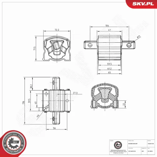 Lagerung, Motor hinten ESEN SKV 75SKV129 Bild Lagerung, Motor hinten ESEN SKV 75SKV129