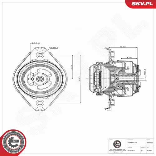 Lagerung, Motor beidseitig ESEN SKV 75SKV130 Bild Lagerung, Motor beidseitig ESEN SKV 75SKV130