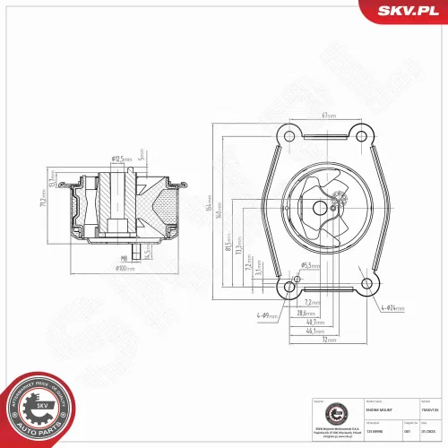 Lagerung, Motor links ESEN SKV 75SKV135 Bild Lagerung, Motor links ESEN SKV 75SKV135