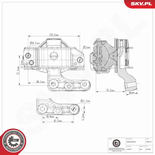 Lagerung, Motor rechts ESEN SKV 75SKV141 Bild Lagerung, Motor rechts ESEN SKV 75SKV141
