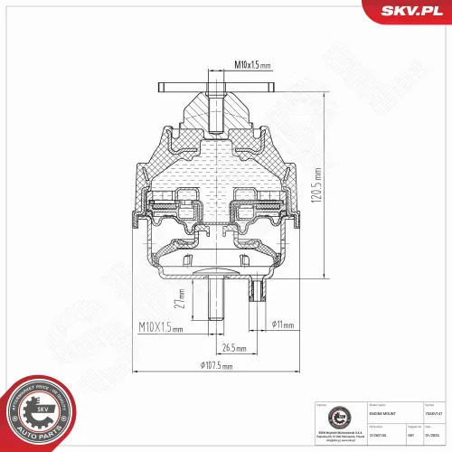Lagerung, Motor hinten ESEN SKV 75SKV147 Bild Lagerung, Motor hinten ESEN SKV 75SKV147